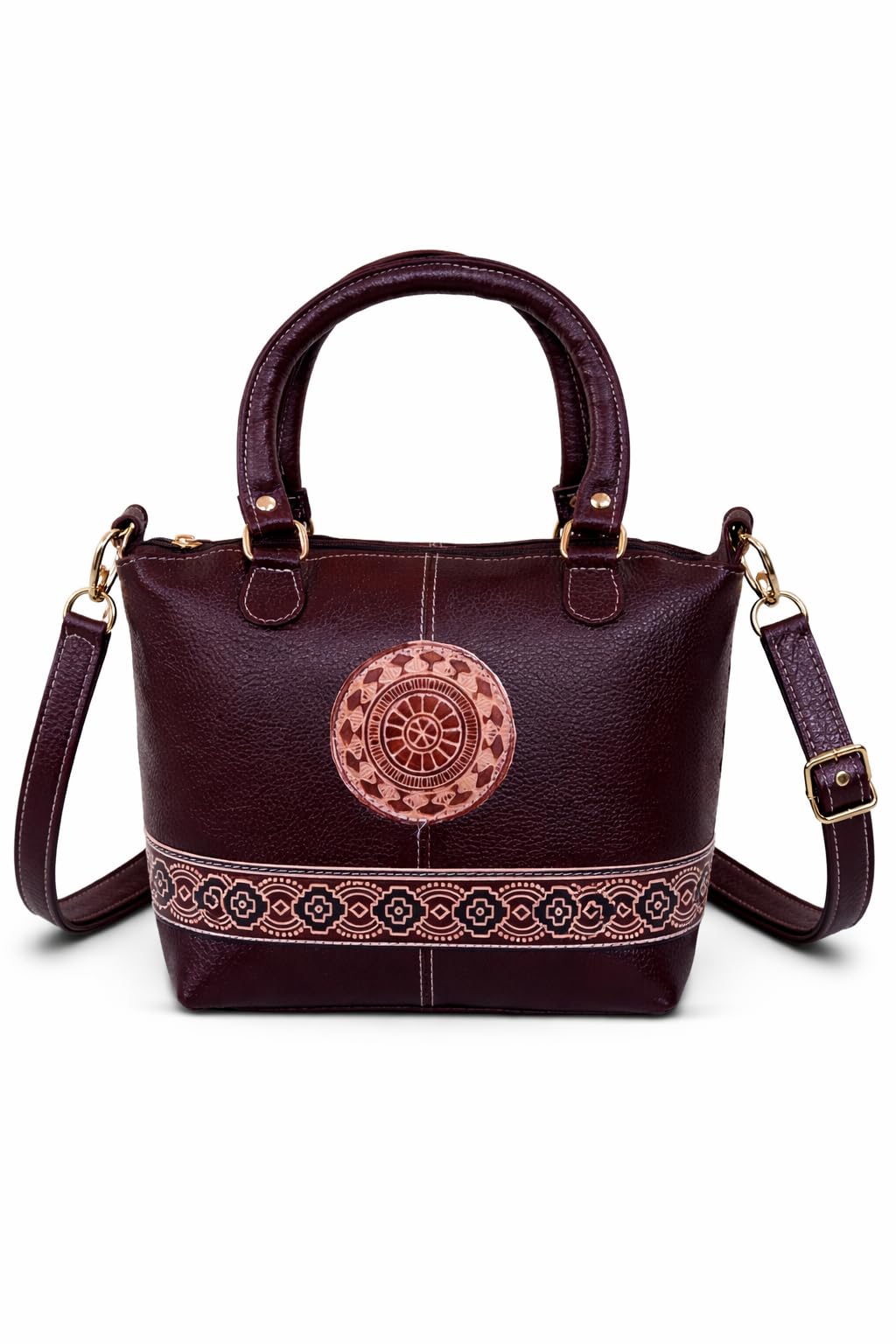 Shantiniketan Genuine Leather Handbag for Women | Handcrafted Walnut Brown Sling Bag with Adjustable and Detachable Strap | Stylish Bag for Daily Use, Travel, Shopping & Casual Outings. (Moon Sling)-image-49