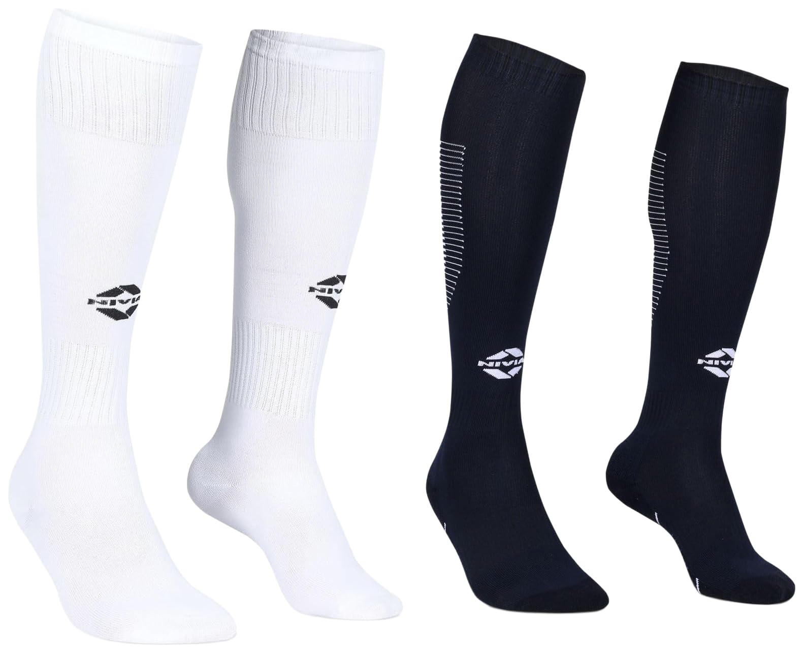 Super Football Socks (Navy Blue, L), Pro Athletic Performance, Moisture-Control Technology, Knee-Length Design, Match Quality, Reinforced Heel-image-47
