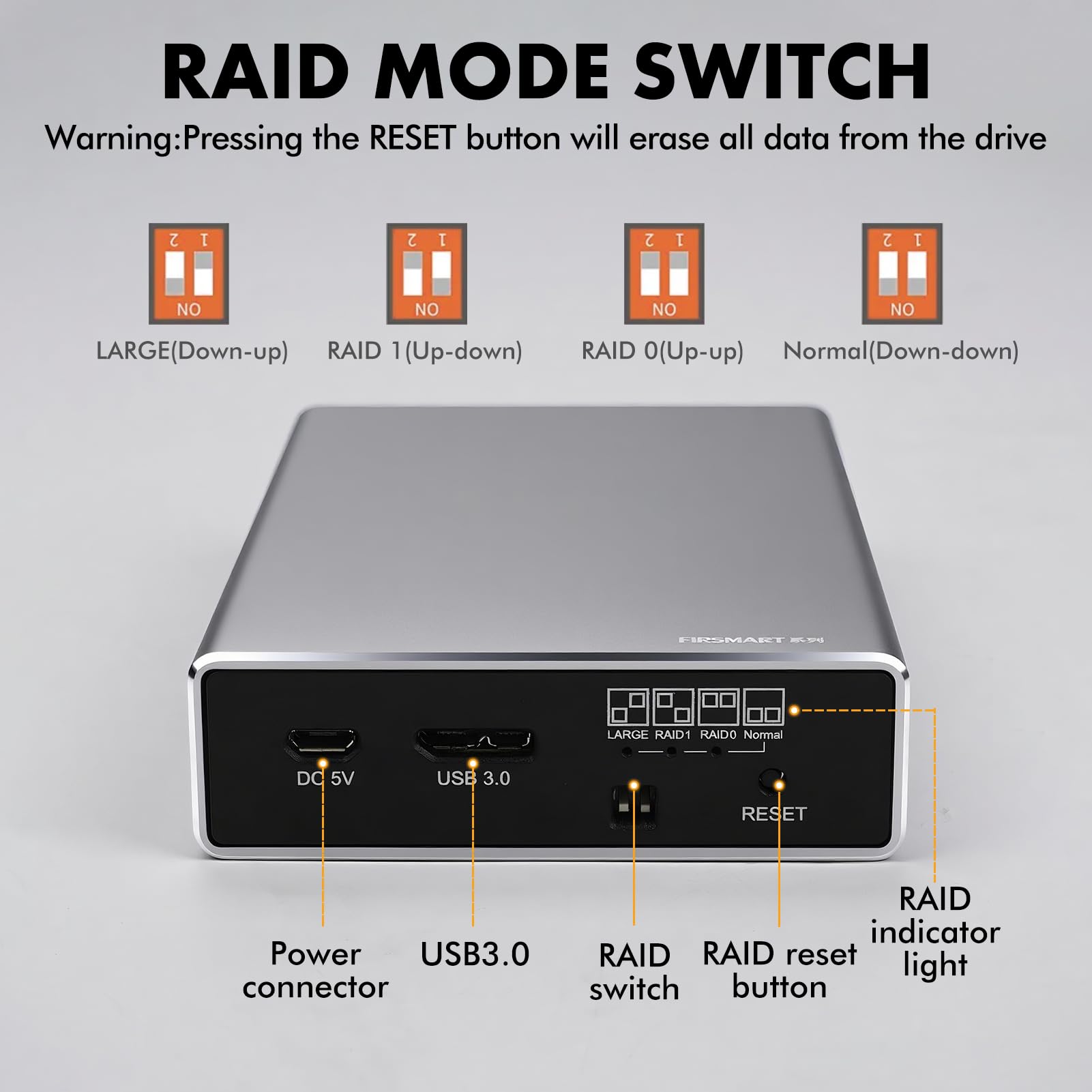 Boîtier Raid à Deux Baies pour SSD et HDD SATA 2,5", USB 3.0 Gen 2, 5 Gbit/s, Raid 0/1/JBOD/PM, capacité de 12 to, boîtier de Disque Dur Externe en Aluminium