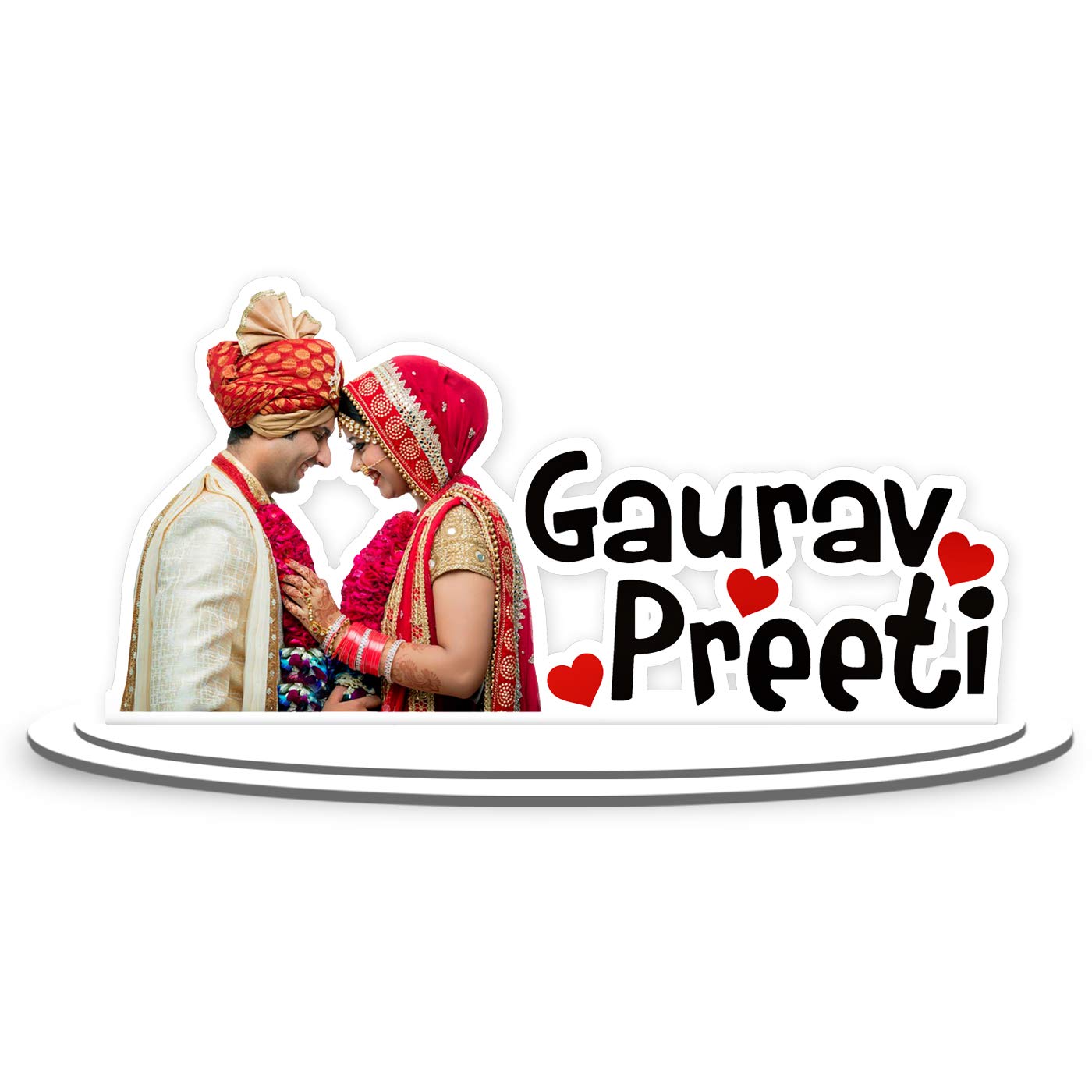 Foto Factory Gifts® Personalized Wooden Couple Photo Cutout Caricature with Couple Names Customised Gift for Anniversary (Size 8 inches x 5 inches, Multicolor, CUT0004)