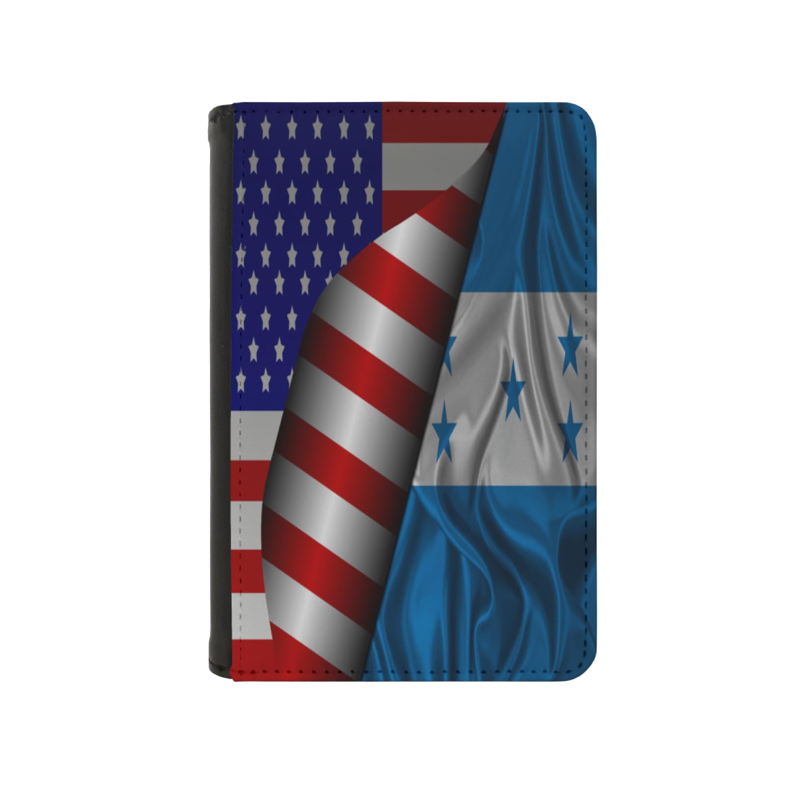 Passport Holder Cover Honduras Hondurans Flag And America Flag Silk PU Leather Case Wallet Passport Book Protector for Women Men Flying Travel Fashion