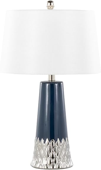 LumiSource Penelope 22" Ceramic Table Lamp, Desk Lamp, Bedside Lamps for Night Stands, Small Lamp, Small Table Lamps for Living Room, Navy Blue