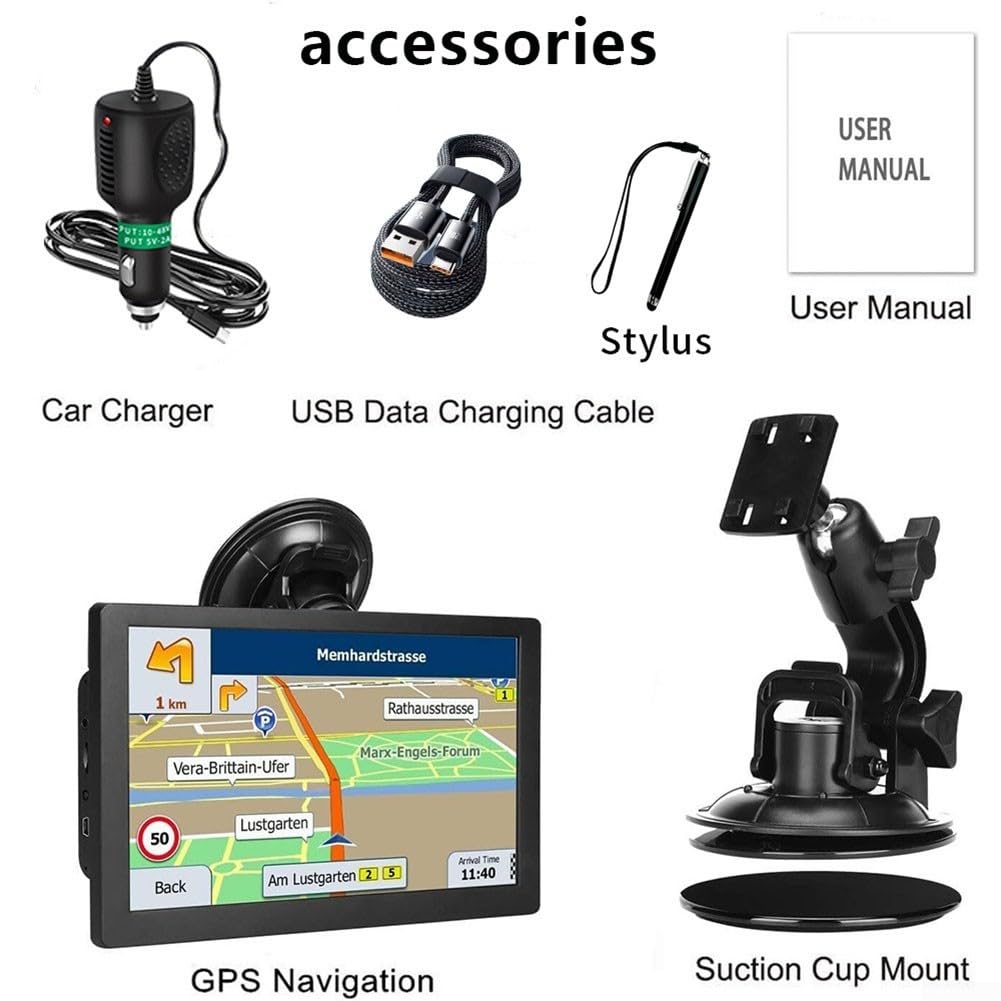 Navigateur GPS de 9 pouces, avec cartes européennes 2025, système de navigation hors ligne pour camion, bus, véhicule utilitaire (en Europe)