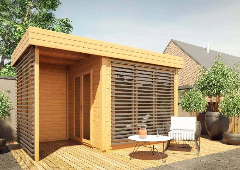 Alpholz Gartenhaus Lawenda 28 Gartenhaus aus Holz, Holzhaus mit 28 mm Wandstärke, Blockbohlenhaus mit Montagematerial