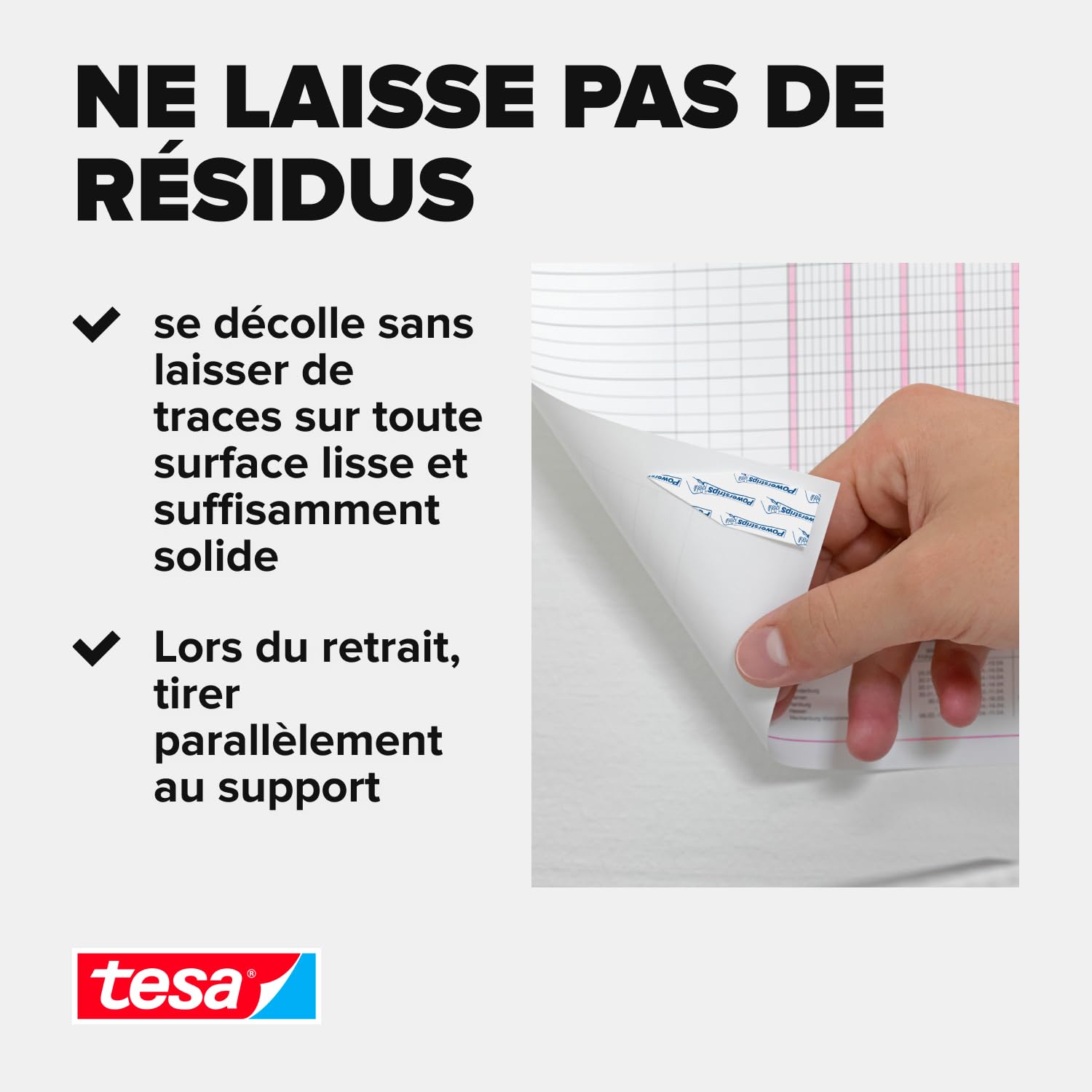 Tesa Powerstrips POSTER Bandes adhésives Double-Face Auto-adhésif Réutilisable 200 g 20 Pièces