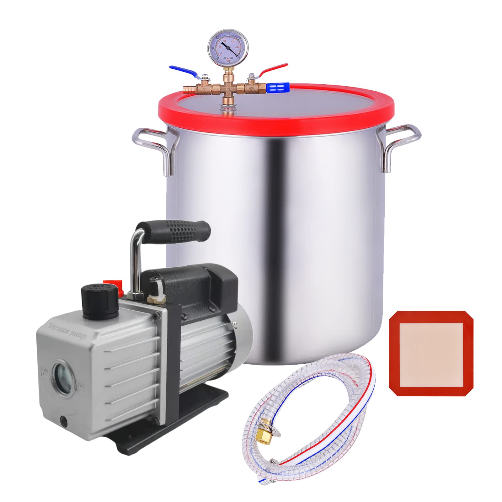 Buy 5 Gallon Vacuum Chamber with Pump, 4 CFM Vacuum Pump Epoxy Resin