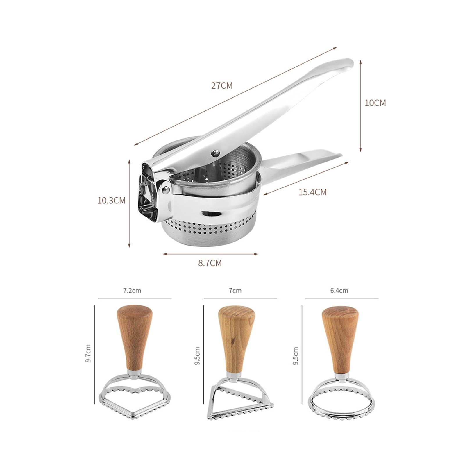 Kartoffelstampfer Edelstahl Kartoffelstampfer Manueller Entsafter Kleines Haushaltswerkzeug Geeignet zum Stampfen von Lebensmitteln oder Extrahieren von Saft aus Granatäpfeln und Zitrusfrüchten