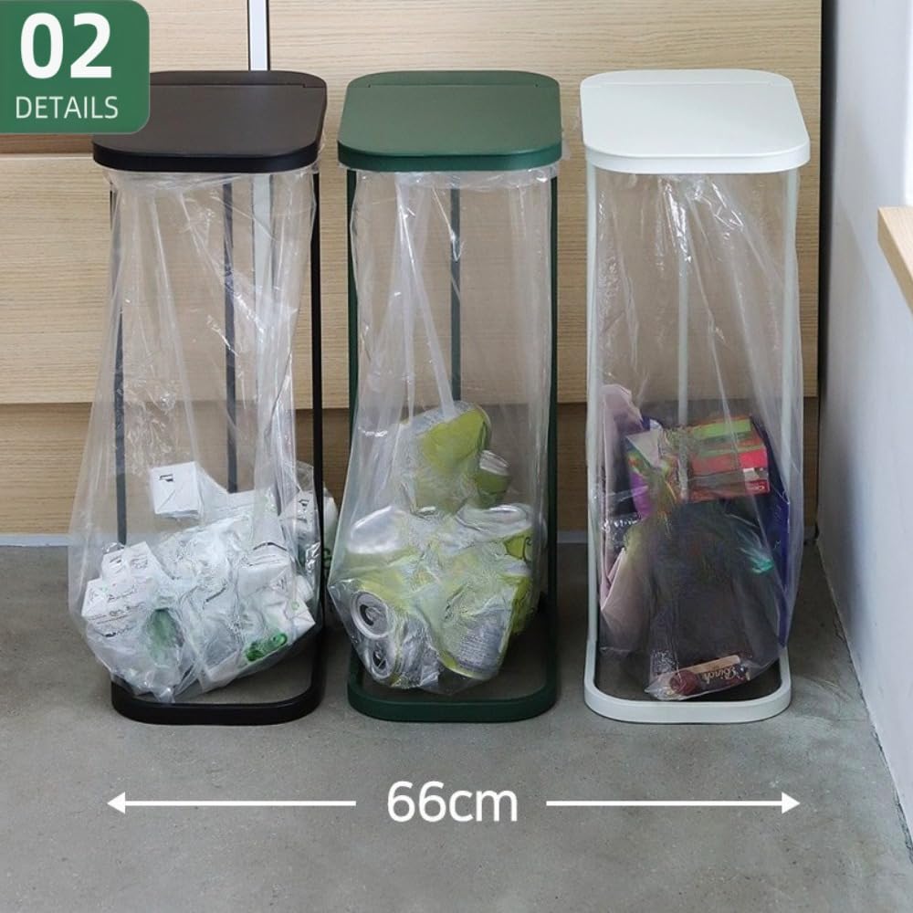 Gtzbciv分別ゴミ袋ホルダー 縦開き ゴミ箱 ふた付き スリム 大容量 おしゃれ 家庭用 キッチン用 リビング用 分別シール対応 実用的 (ブラック) - 4
