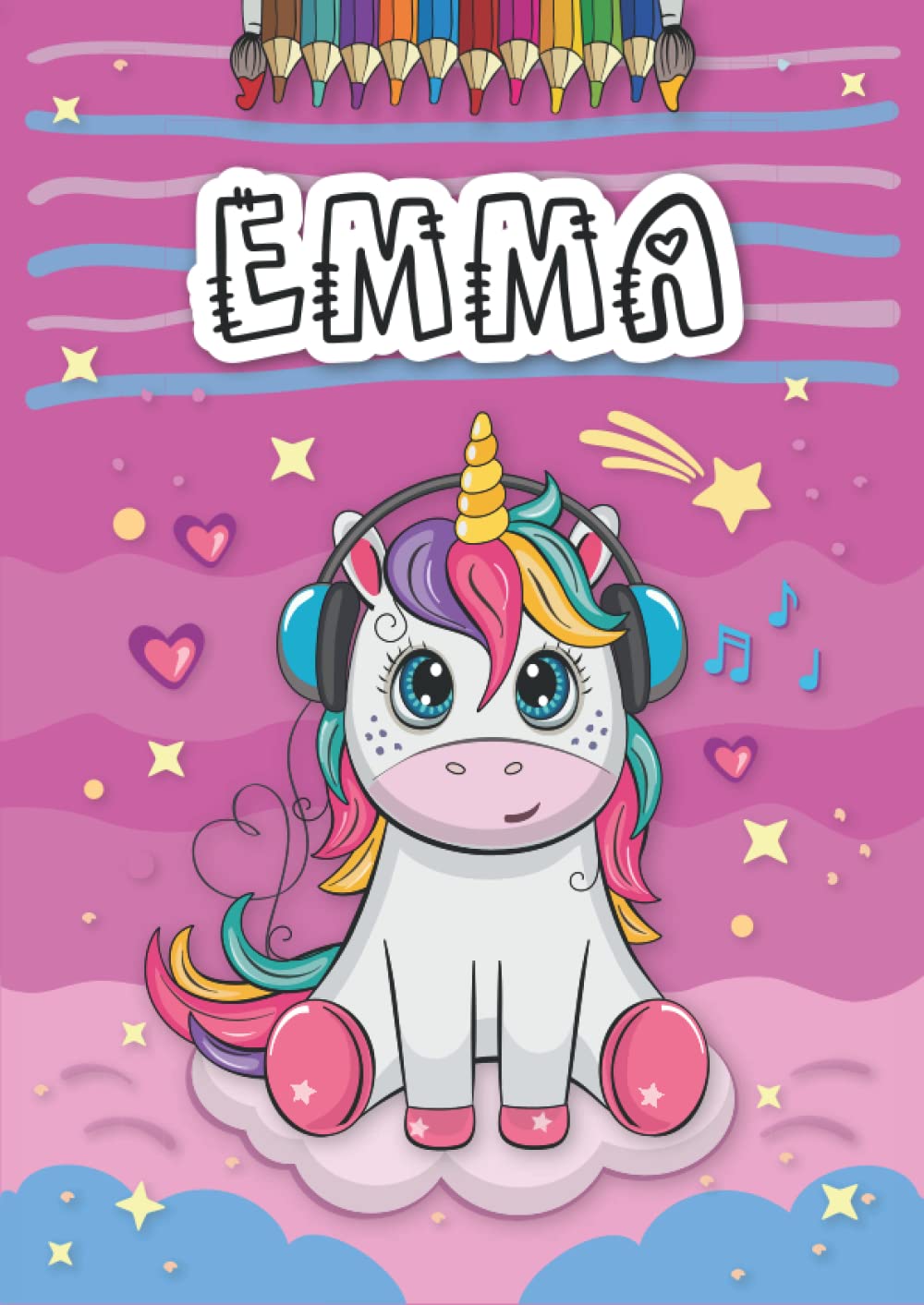 Emma: Livre de coloriage personnalisé pour Emma | Licorne | Cadeau d'anniversaire pour fille ... | 4 à 8 ans | 25 motifs de licorne avec le prénom Emma, Grand format A4 (21 x 29.7 cm) (French Edition)