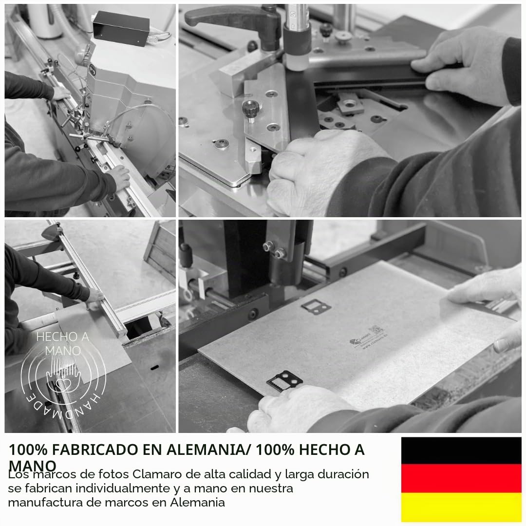 Clamaro 'Collage' Marco de Fotos 100x140 Hecho a Mano | Roble Sonoma | Moderno Marco para Cuadros de Tablero MDF con Cristal de Vidrio acrílico, Placa Trasera y Colgador (Horizontal y Vertical)