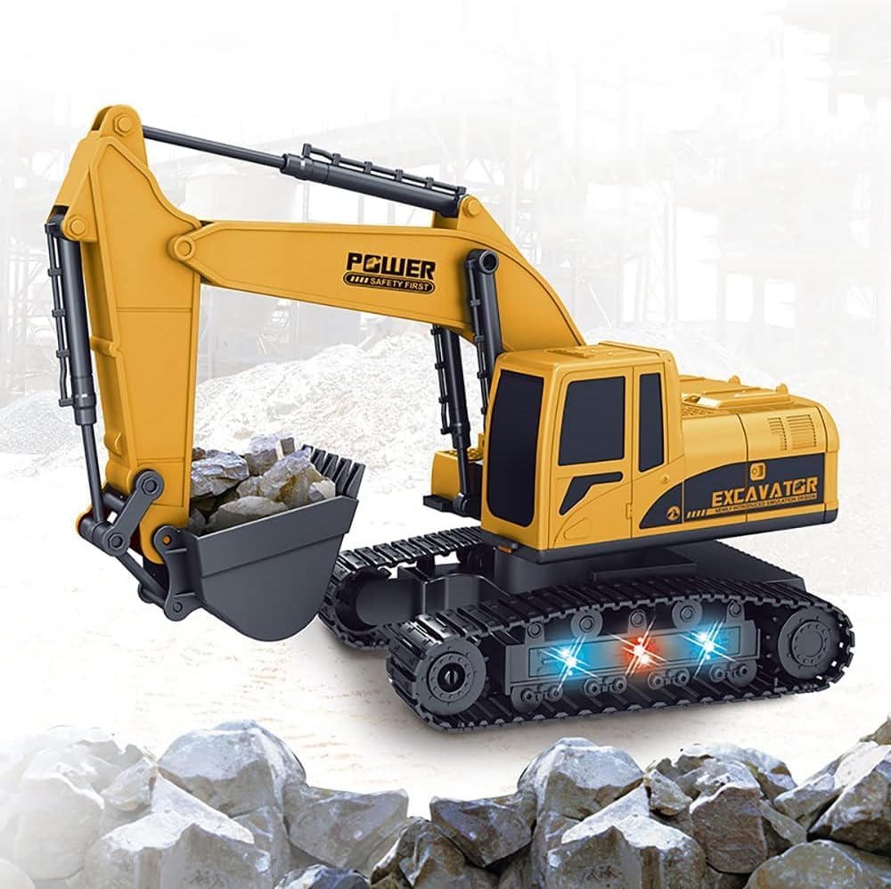 MiniExplorer 6-Channel RC Excavator Toy for Kids | Remote Control Construction Vehicle with Alloy Arm | Rechargeable Engineering Car Toy for Boys & Girls | Heavy Duty Digger Truck Model 2