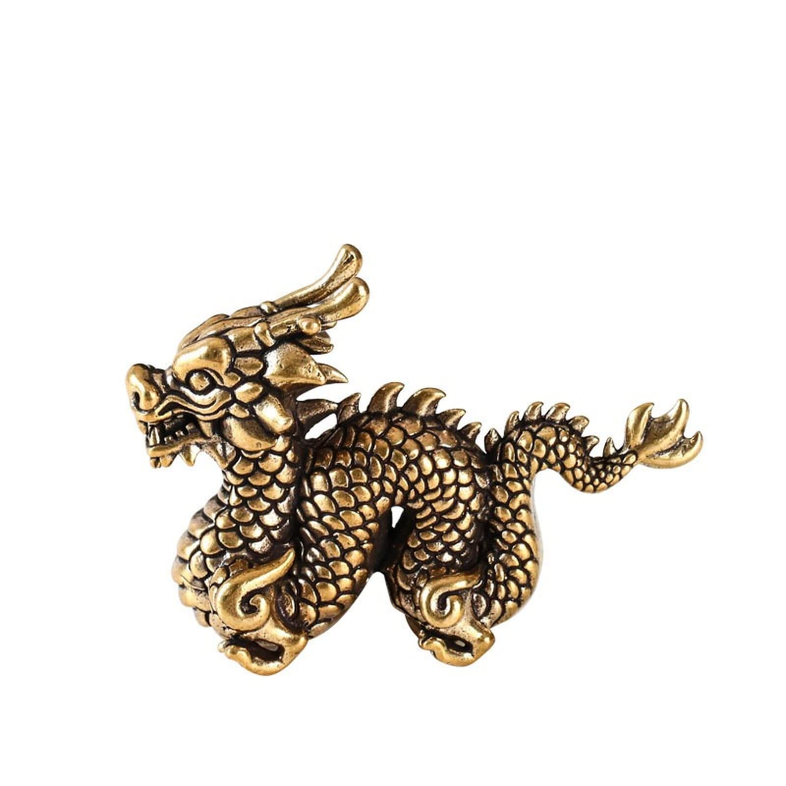NGDFGR Na Brass Retro Dragon Figurine,Copper Zodiac Dragon 3D Sculpture Home Office Room Desktop Decoration Collect Ornaments Pen Holder Paperweight