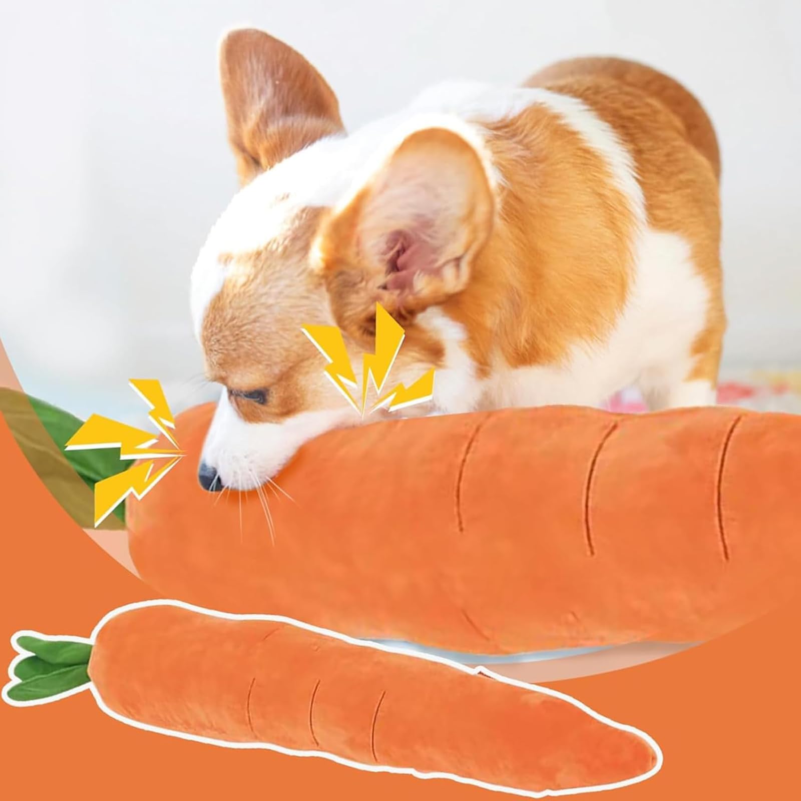 Generico Dog Toy - Carota gigante calmante per cani, carote ripiene giganti, giocattolo per animali domestici, robusto peluche multi-cigolii, per cani di taglia piccola, media e grande