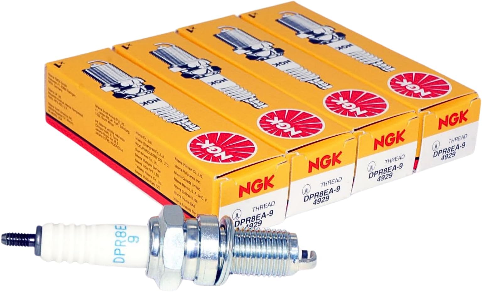 NGK (4929) DPR8EA-9 Spark Plug - Pack of 4