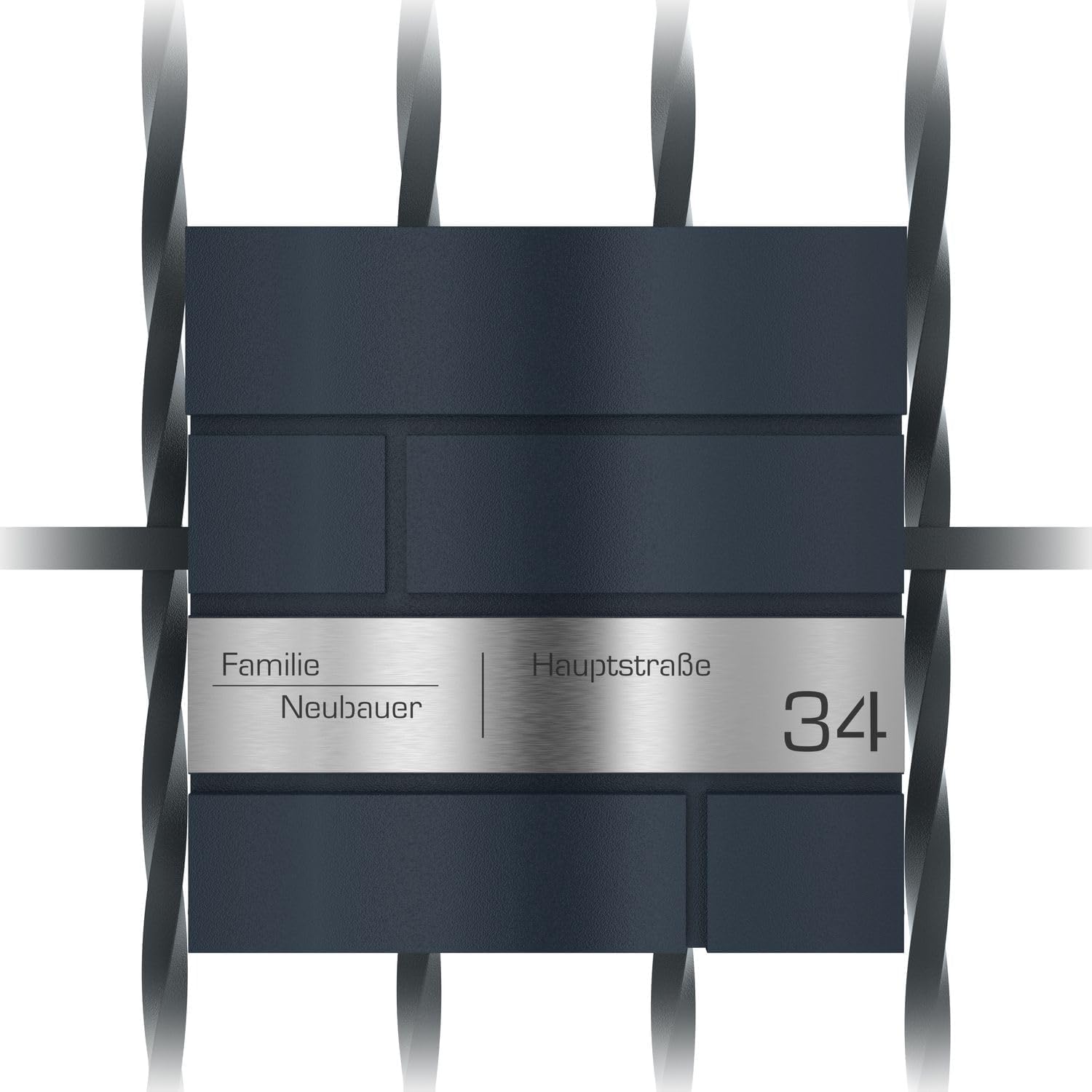 Moderno buzón de Valla con Compartimento para periódicos en Antracita RAL 7016 - Grabado en Acero Inoxidable Personalización - Buzón con Montaje en Valla con Cerradura Diseño 2