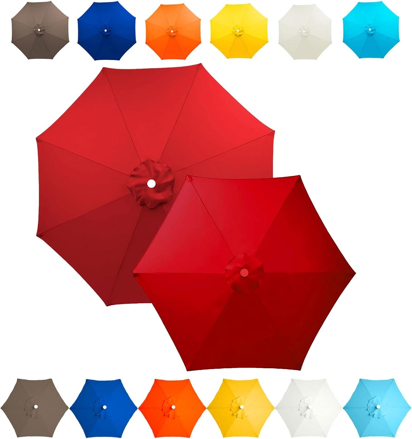 Patio Umbrella Replacement Canopy 6Ribs 8Ribs Umbrella Replacement Top Cover, Table Market Umbrella Canopy Cloth, Outdoor Garden Yard Parasol Fabric(Bright Red,13FT 8-Ribs)