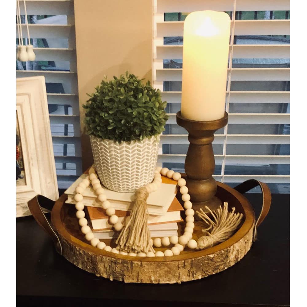 Ghirlanda Di Perline In Legno Fatte A Mano Con Nappa E Croce – 45 Perle, 80 Cm, Decorazione Boho Per Parete E Tavolo