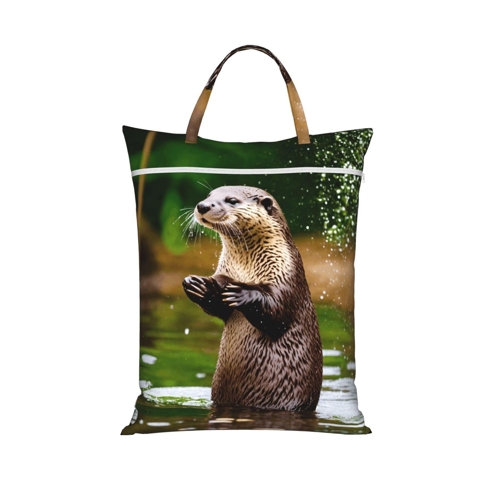 Pphgut 1 Pc Animal Cute Brown Otters Print Travel Laundry Bag Portable Dirt Clothes Bags Daily Hiking Camping Vacation