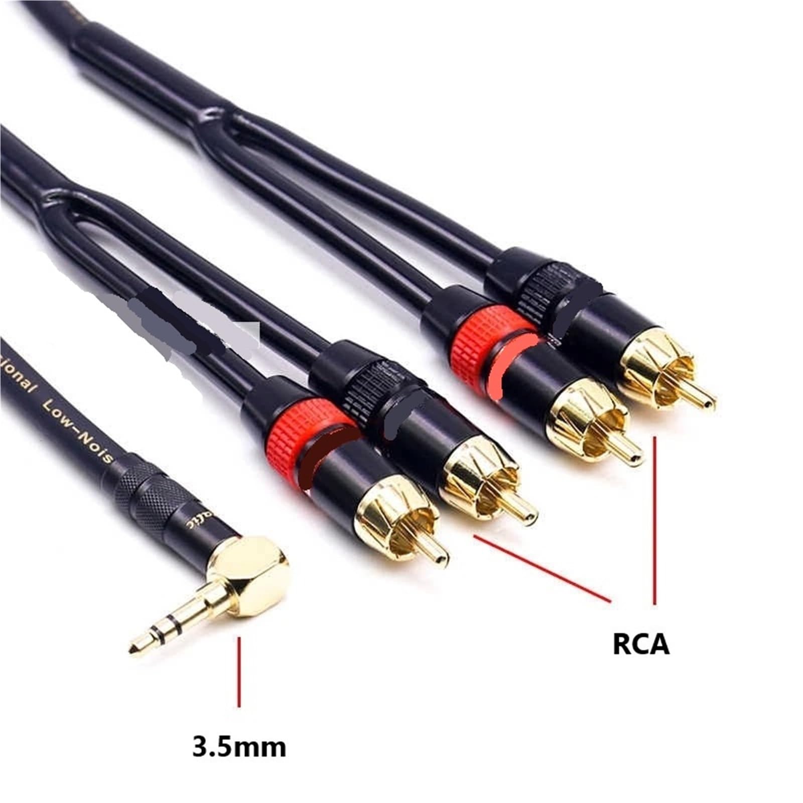 Cable de audio de amplificador de 3,5 mm a 4 1/4 para computadora dos juegos altavoz ángulo recto (negro, 10 m)