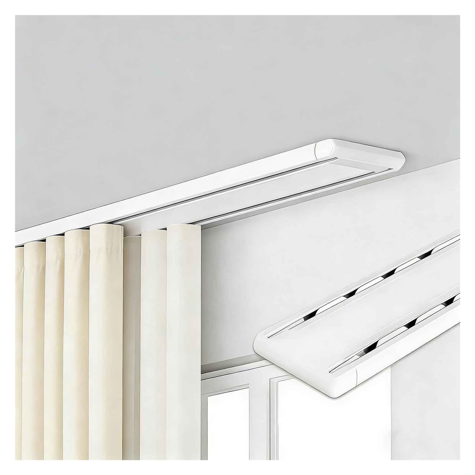 Lpmengs-Eu White Premium Double Track Curtain Rail System - Silent Operation With Mounting Accessories, Ideal For Bedroom, Living Room, Hotel Windows(,420Cm)