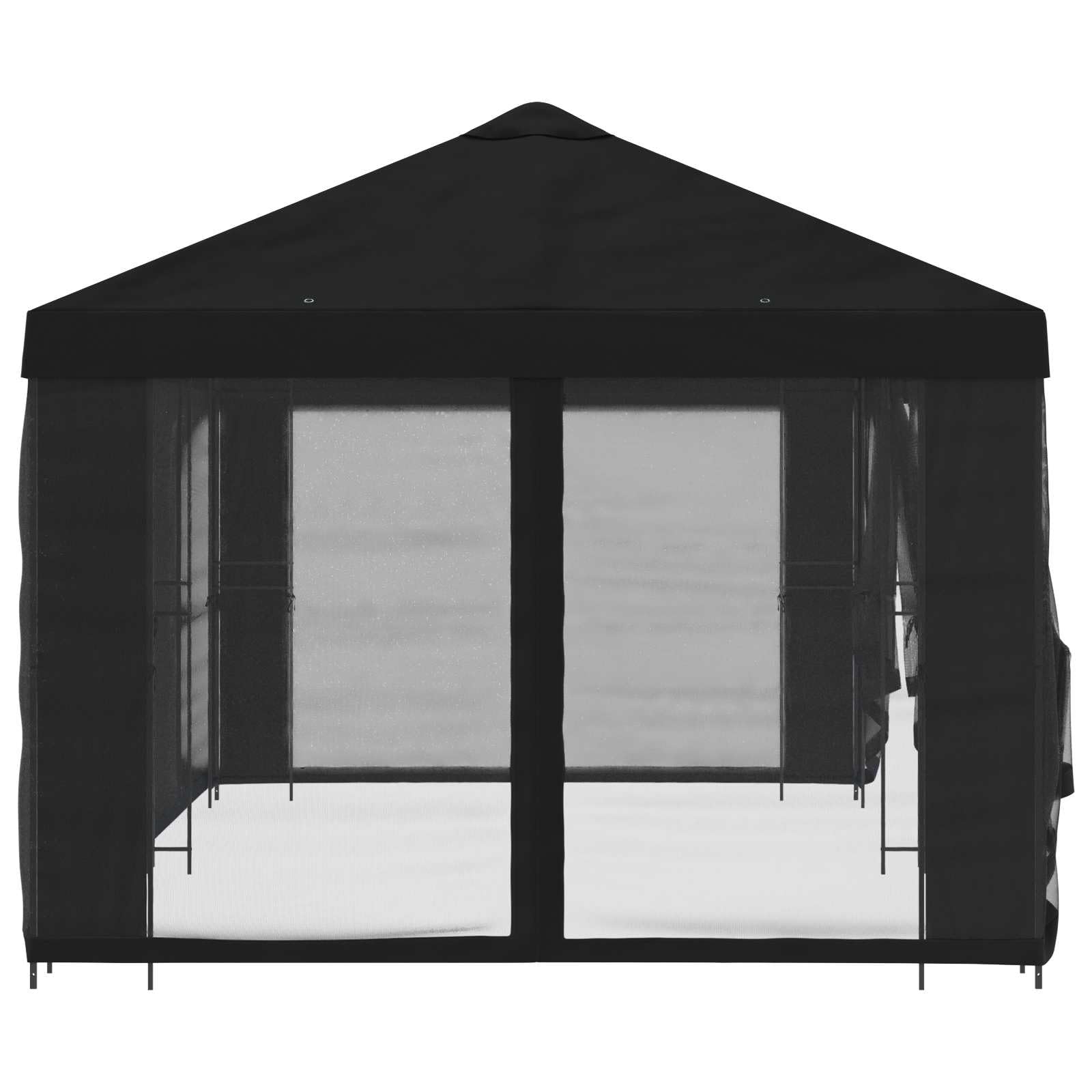 vidaXL Pawilon ze ścianami bocznymi 6 x 3 m, czarny, poliester i stal, stylowy namiot ogrodowy, na taras i do ogrodu, nowoczesny pawilon ze ścianami bocznymi z siatki, elegancki zestaw do ochrony
