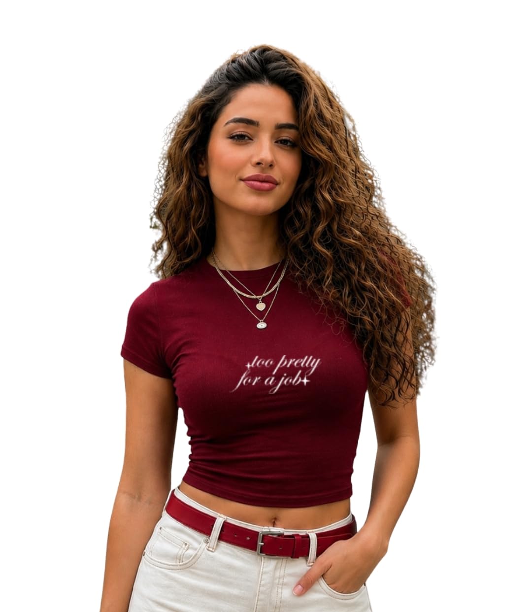 besick Too Pretty Print Baby Tee Fitted Crop Bodyfit Top for Women's & Girl's-picture-39