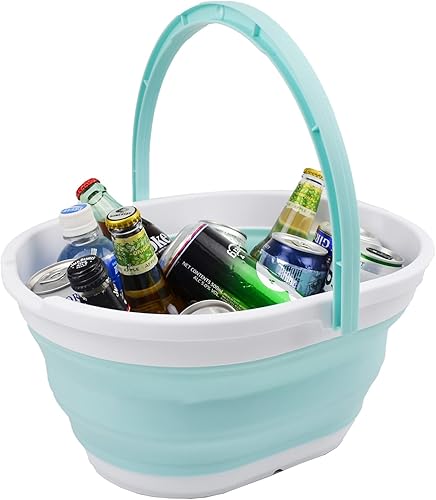 Miniatura 9 de SAMMART Cubo plegable con asa de 11 litros (2.9 galones)  Tina de picnic portátil al aire libre  Contenedor de almacenamiento plegable para lavar