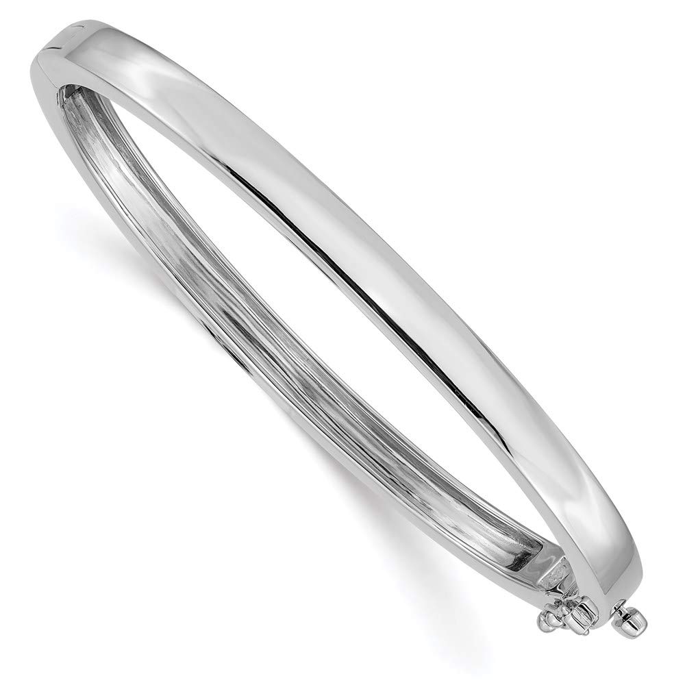 Saris and Things 14K White Gold 5 3mm Polished Casted Hinged Bangle Bracelet