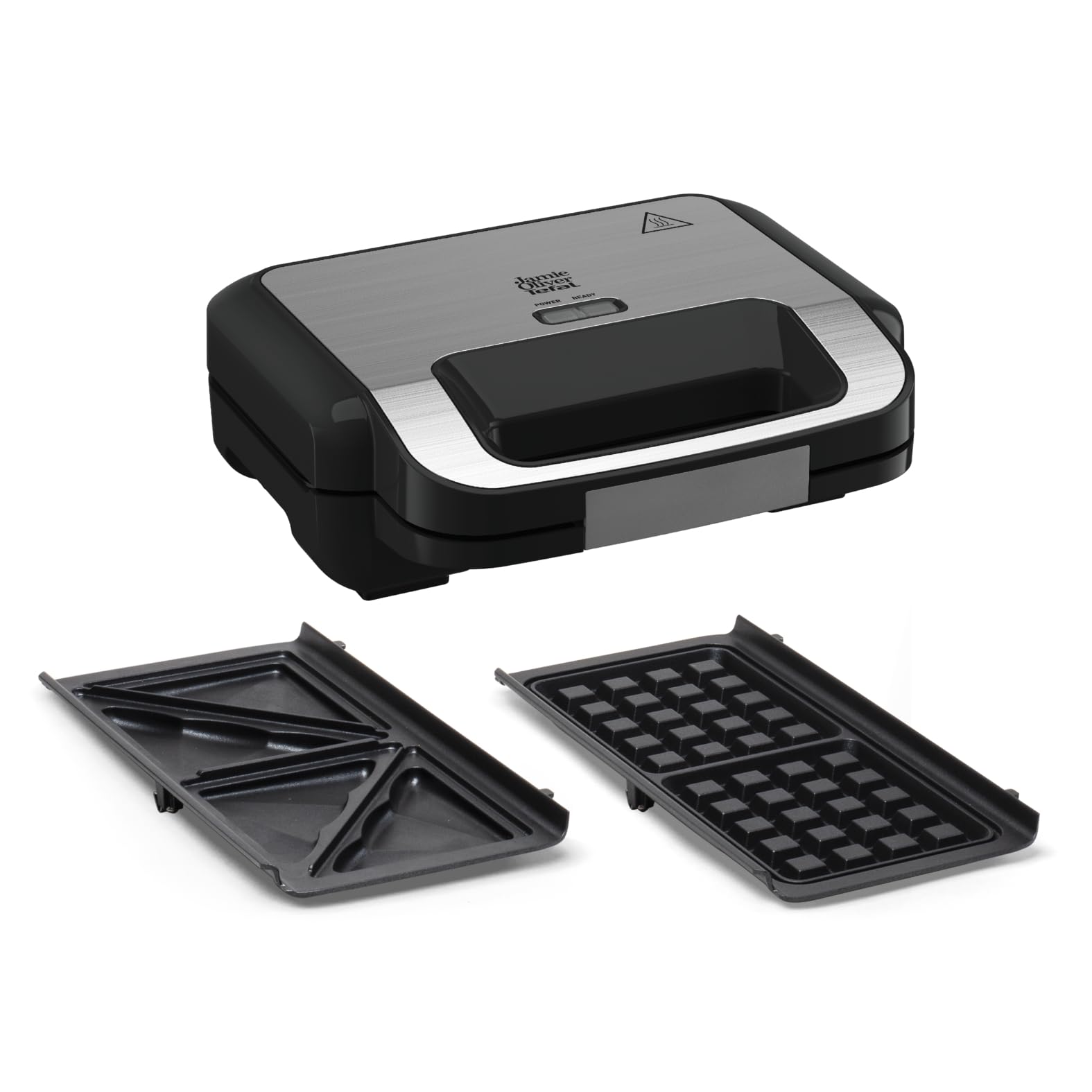 Tefal Jamie Oliver SW70J810 Opiekacz do kanapek i gofrownica 2 w 1, płyty nieprzywierające, można myć w zmywarce, lampka kontrolna pracy i temperatury, stal nierdzewna