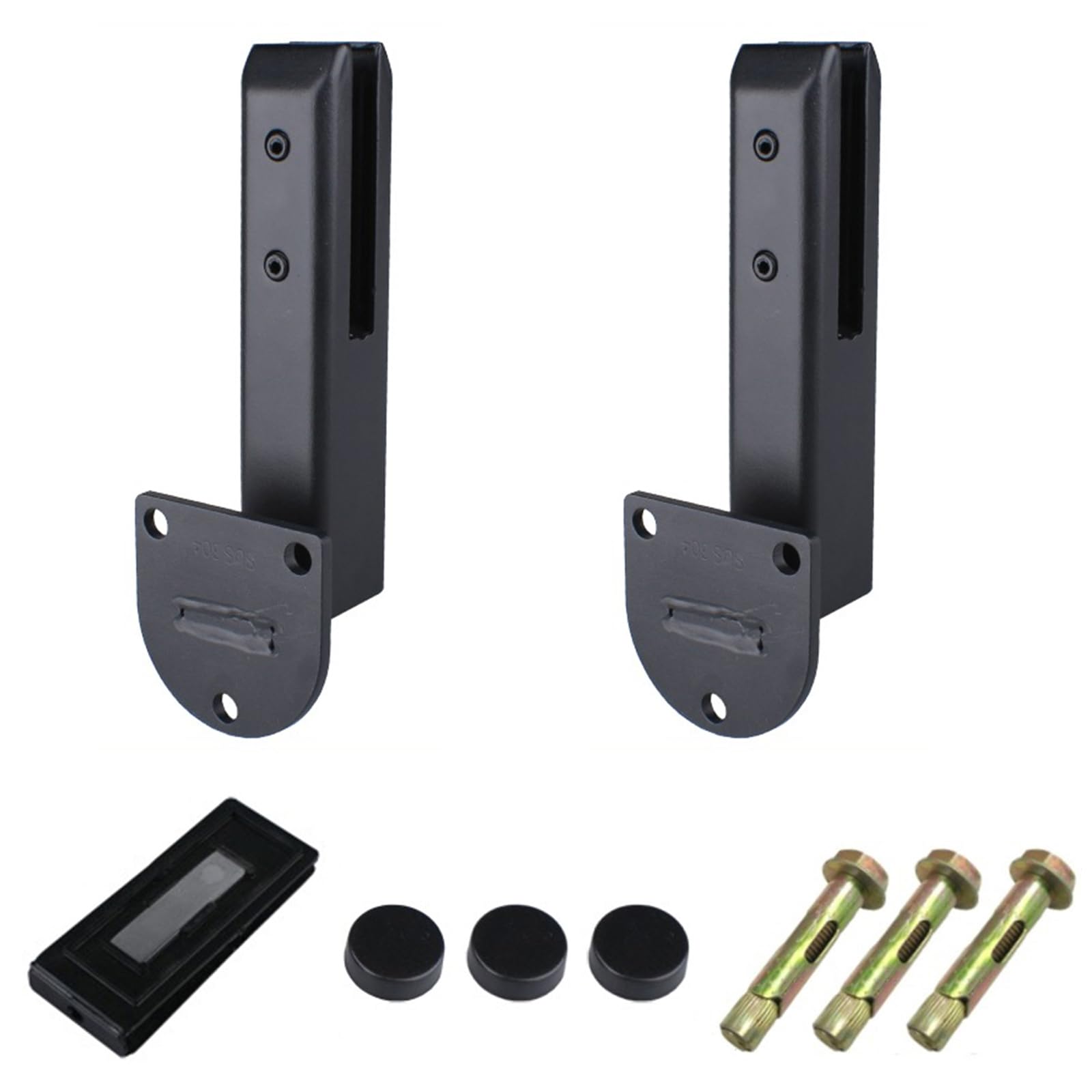 Abrazadera de vidrio de acero inoxidable 304 resistente para montaje lateral, color negro, paquete de 2 abrazaderas de poste de barandilla de valla de piscina para vidrio de 10 a 12 mm de grosor y