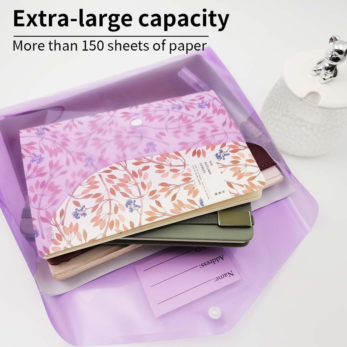 Lot De 100 Pochettes Plastique Transparent A4 Avec Bouton-Pression - Chemises Pour Documents, Devoirs, Factures, Bureau