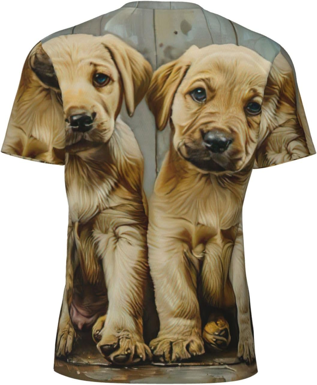 Puppies Dog Print Mens Short Sleeve Mesh T-Shirt Breathable Athletic Gym Running Casual Sports Wear