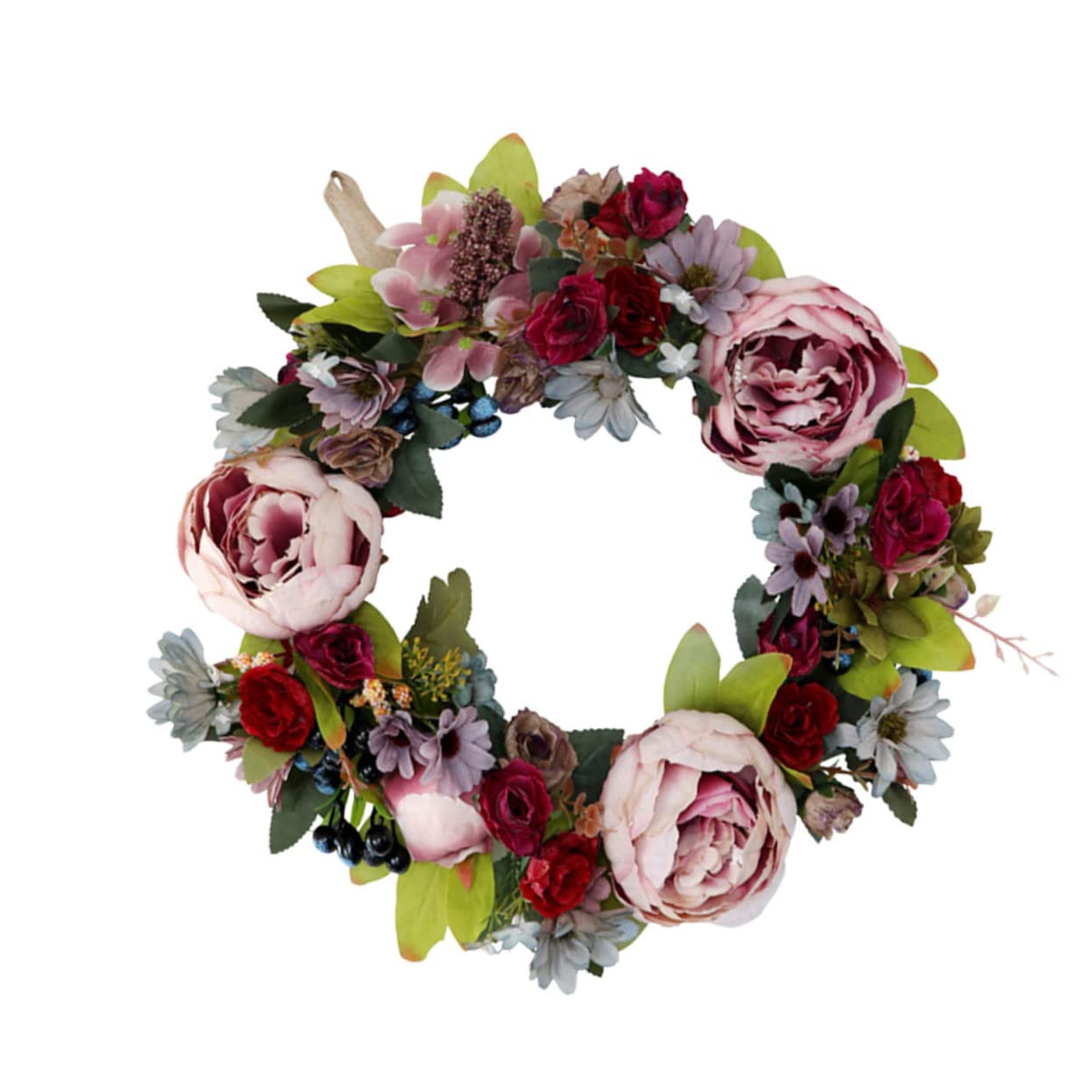 Corona di Peonie Artificiale Decorativa in Legno e Plastica per Casa