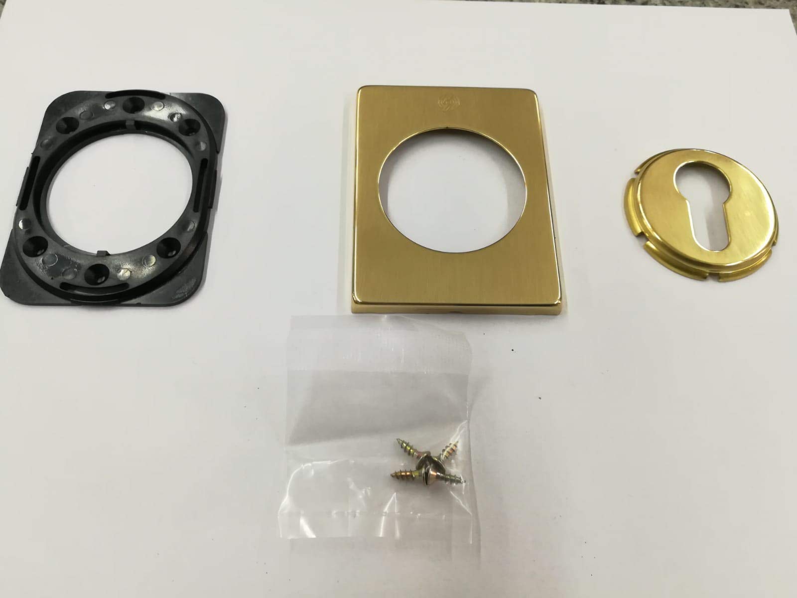 Bocchetta Rosetta Quadra Per Porta Blindata - Piastrina Per Cilindro Europeo In Ottone Lucido - Foto 9