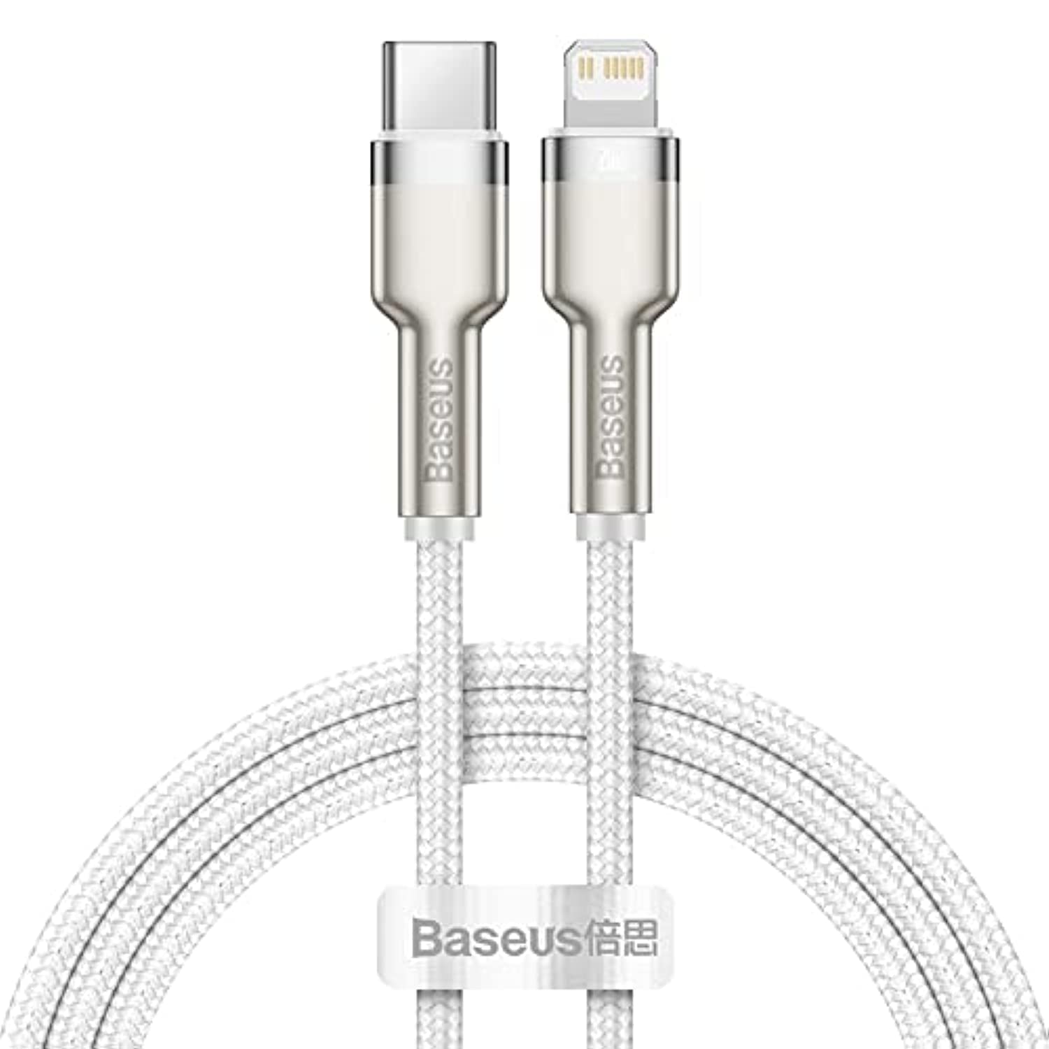 BaseusCafule Series PD 20W Lightning Cable USB C, Nylon Braided iPhone Cable with High-Speed 480Mbps Data Transfer for iPhone 14 Pro Max/14 Plus/14 Pro, iPhone 13-6, iPad Pro, etc (1M) – White