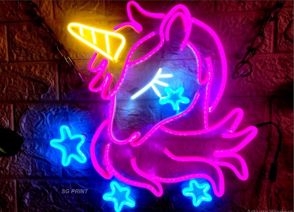 SG PRINT Unicorn neon sign light/Home Decor Lights For Living Room Decor/Bedroom Wall Decor/Gaming Room Accessories/Unicorn Neon Lights for Wall(Purple Blue(18X18)-image-18