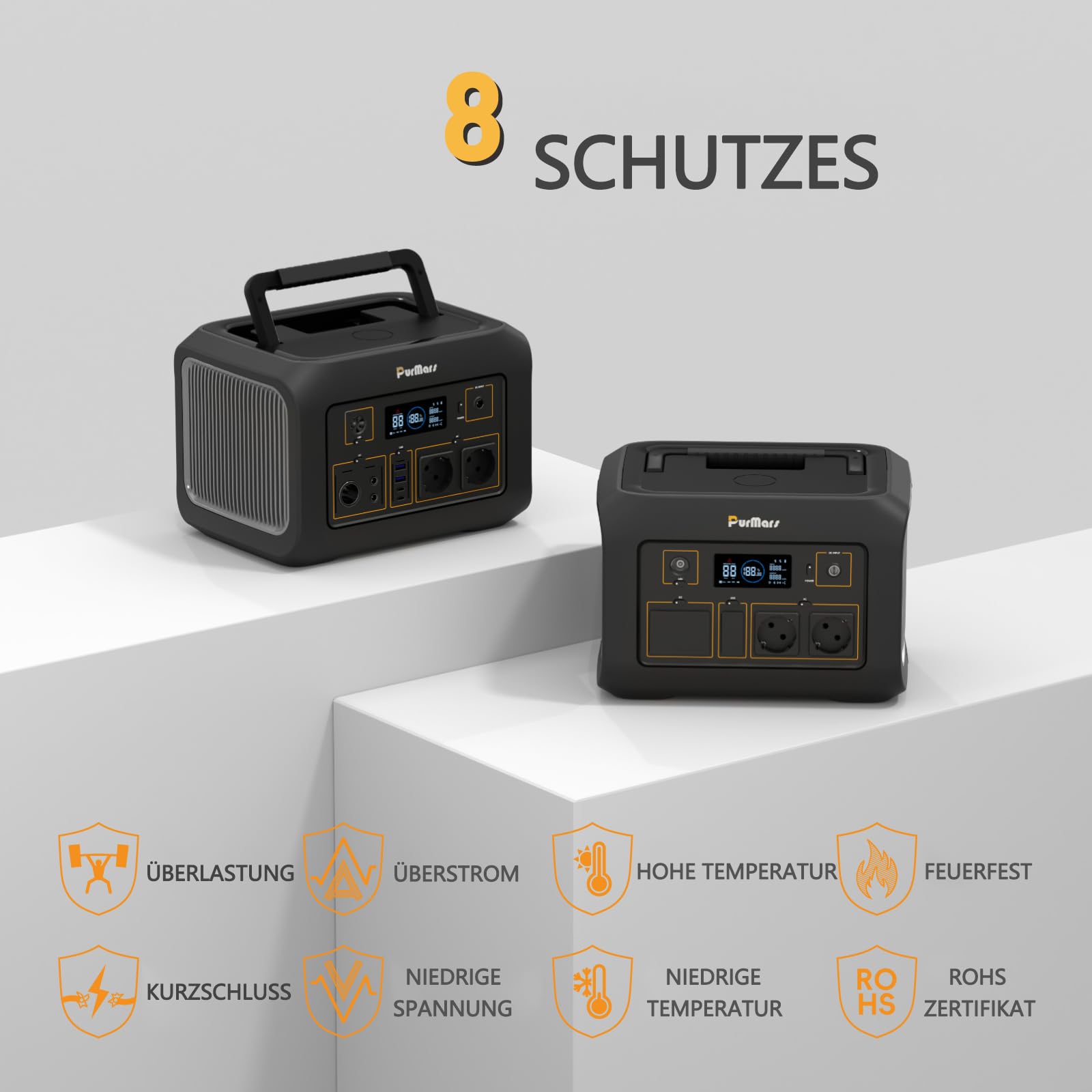 Station d'alimentation portable 600 W, 538 Wh, générateur solaire avec batterie LiFePO4, puissance de crête 1200 W, entrée/sortie d'alimentation USB-PD-100 W, batterie externe solaire avec 2 sorties