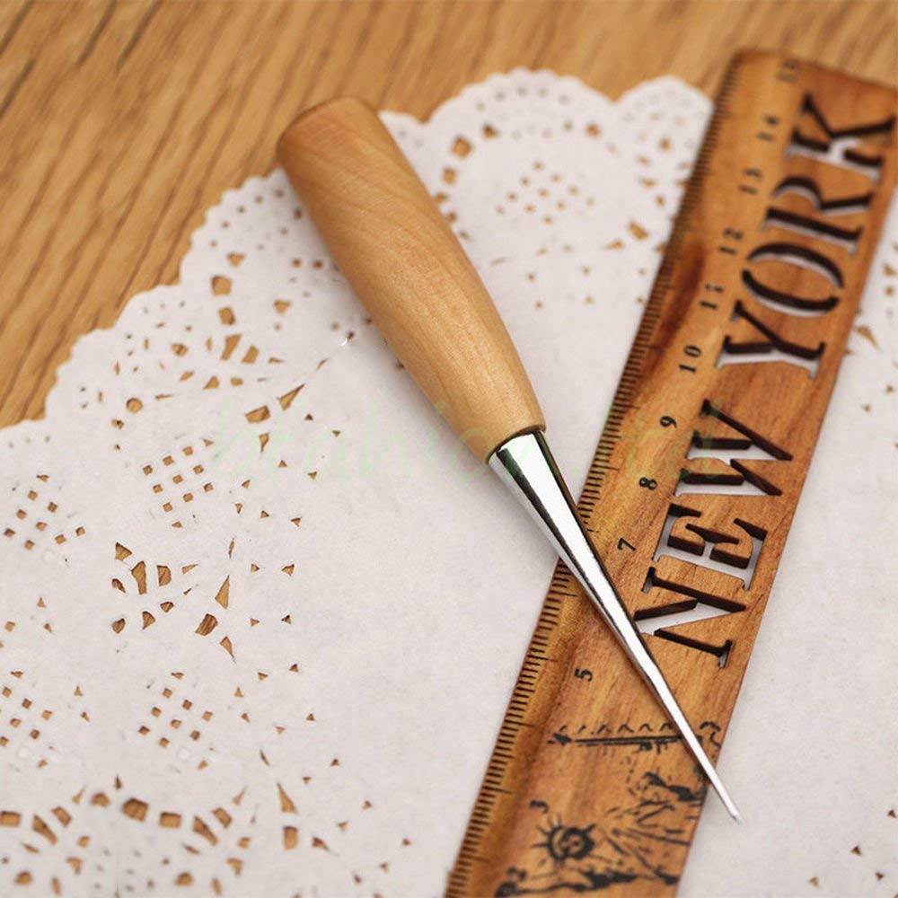 BeeSpring Leather Sewing Awl Wood Handle Drillable Awl Pin Punching