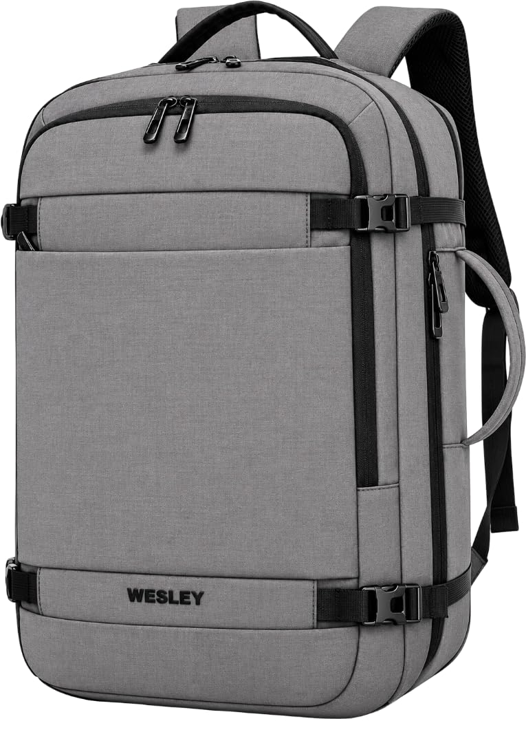 Wesley Luxur 45 Ltrs Overnighter Expandable Travel Laptop Backpack, Flight Cabin Approved Carry On with 16 inch Laptop Compartment, Anti Theft feature business/Travel/Weekender/college Charcoal Black — Amazon image 15