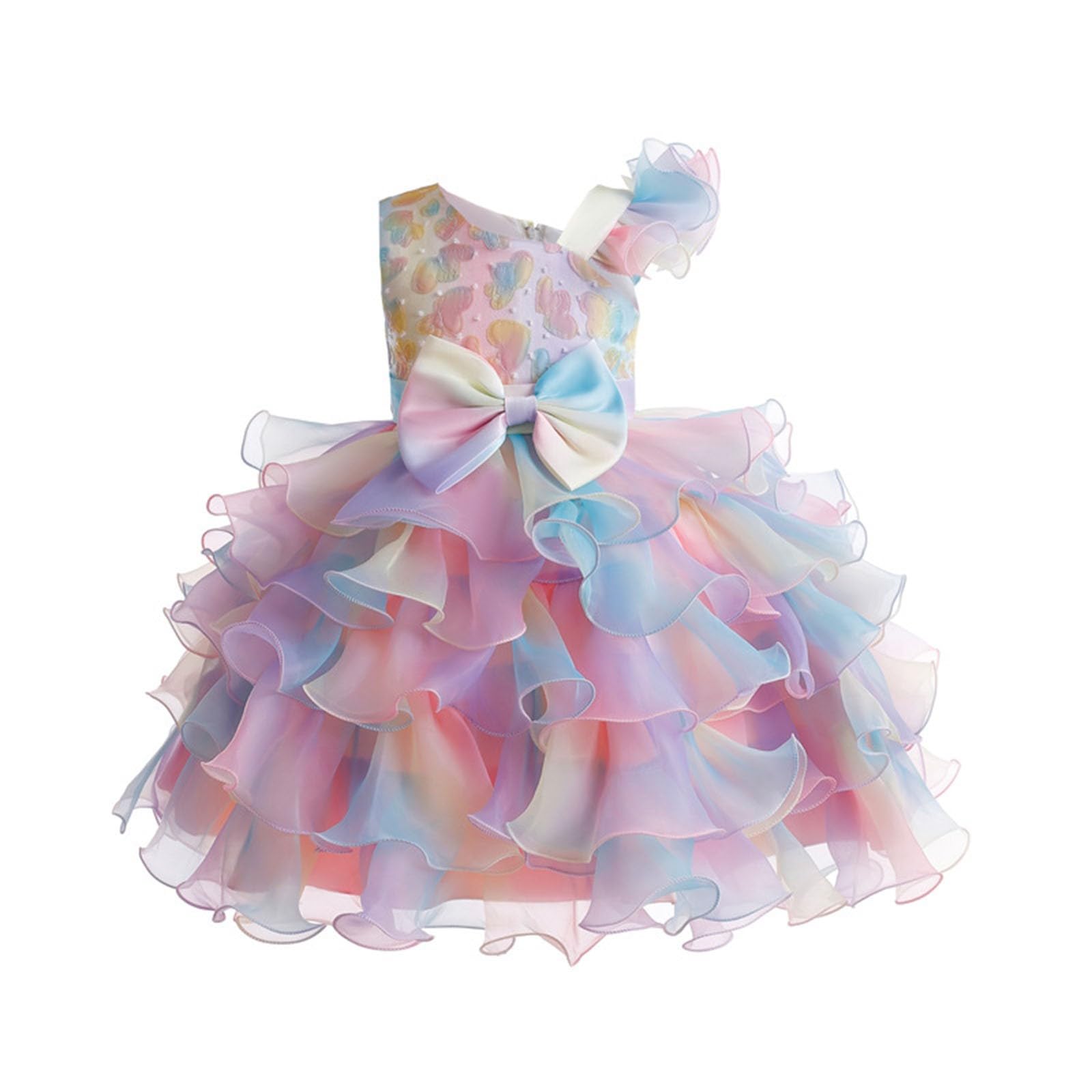 Mädchen Prinzessin Kleid Pailletten Tüll Blume Rundkragen Ärmellos Formalkleid Geburtstag Party Hochzeit Brautjungfer Mädchen Abendkleider Kleinkind