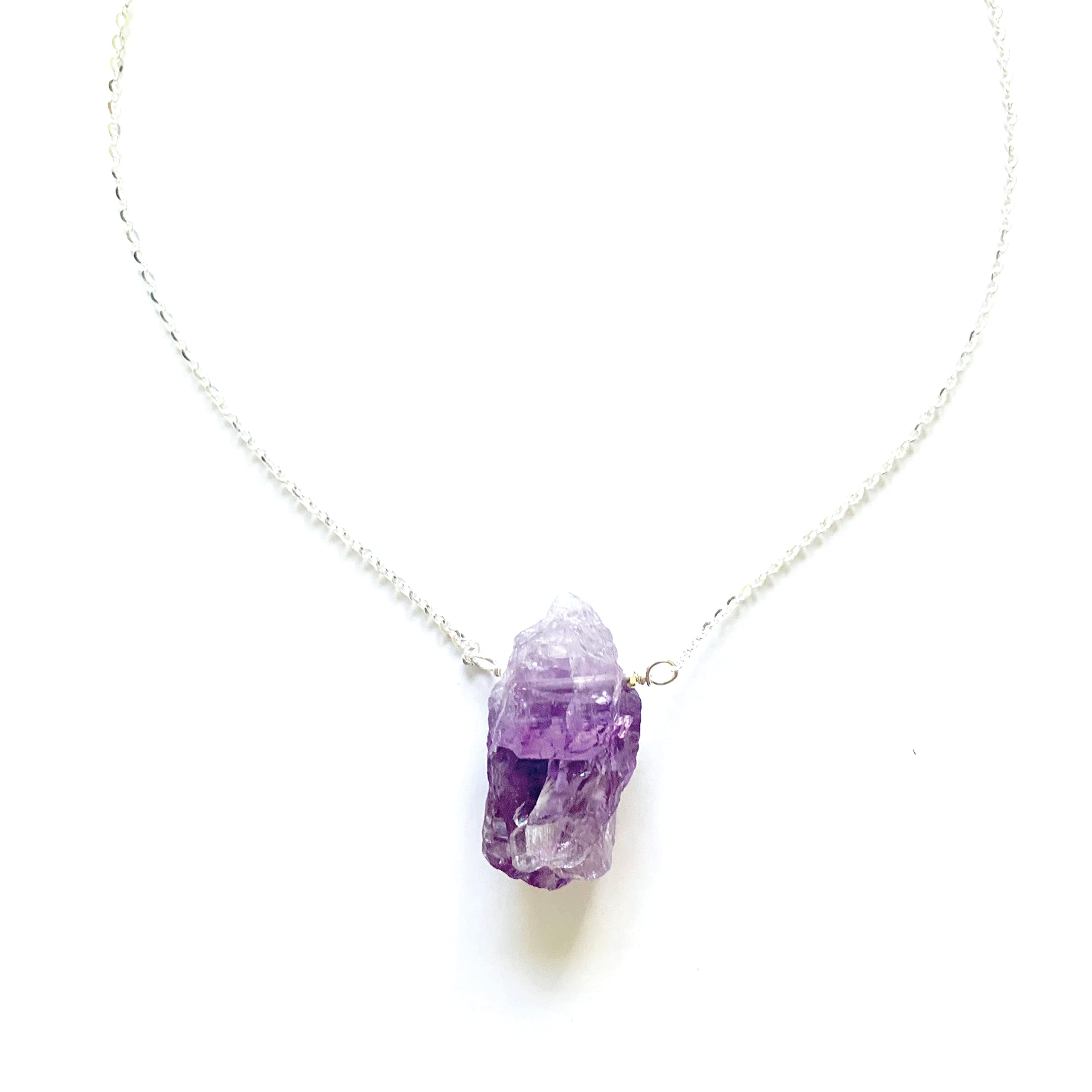 Raw Gemstone Necklaces – Kyanite Amethyst Tourmaline Citrine Aquamarine Moonstone Labradorite Quartz – Natural Crystal Pendant Handmade Sterling Silver 18K Gold Jewelry