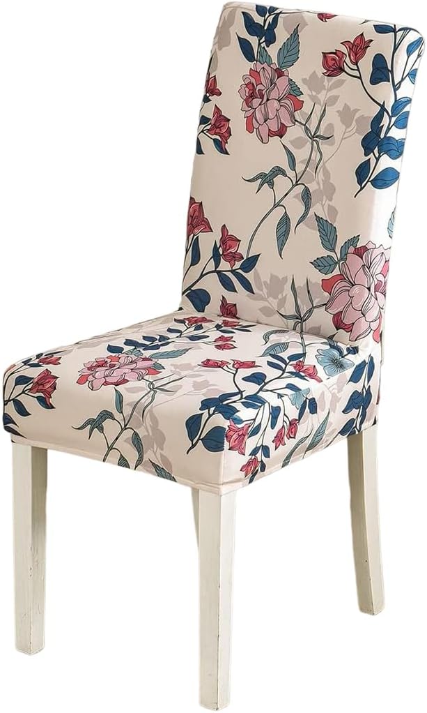 Styleys Elastic Chair Cover Stretch Removable Washable Short Dining Chair Cover Protector Seat Slipcover (Set of 1, Natural Scenery, SD3220)