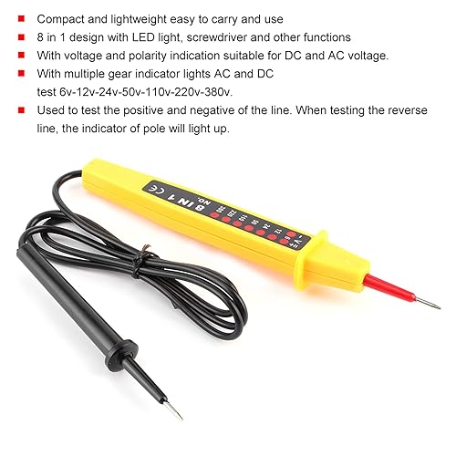 Miniatura 6 de Probador de voltaje, 8 en 1 Probador de Voltaje Pluma AC DC 6-380V Multifuncional Coche Instrumento Eléctrico Probador Detector con Luz LED