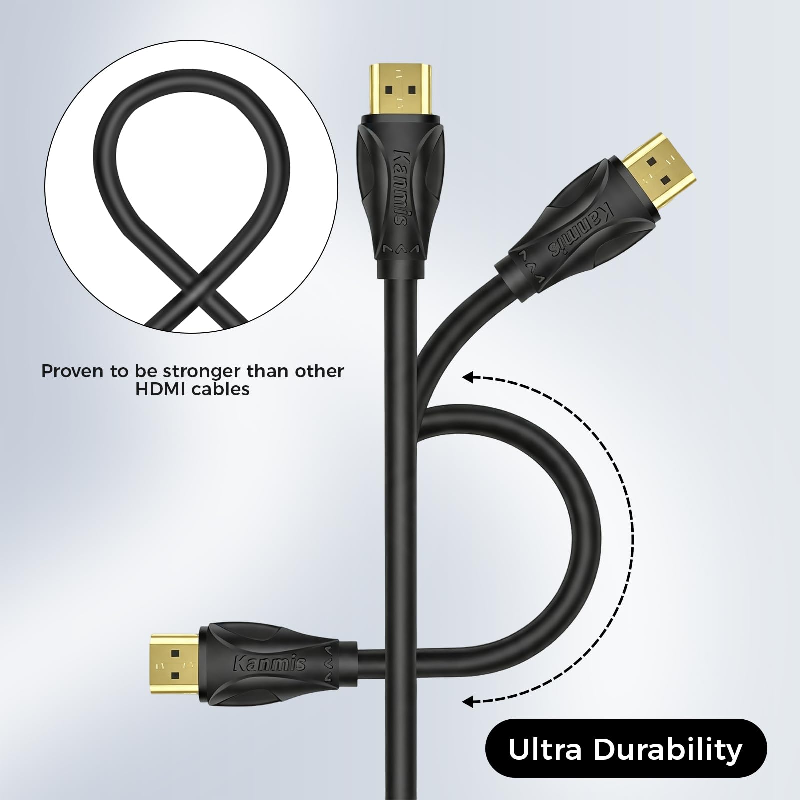 Cable HDMI 4K de 75 pies, cables HDMI de alta velocidad (HDMI2.0, 18 Gbps, 1080P), cable HDMI Ethernet de retorno de audio 4K, conectores chapados en oro de ultra alta velocidad, compatible con