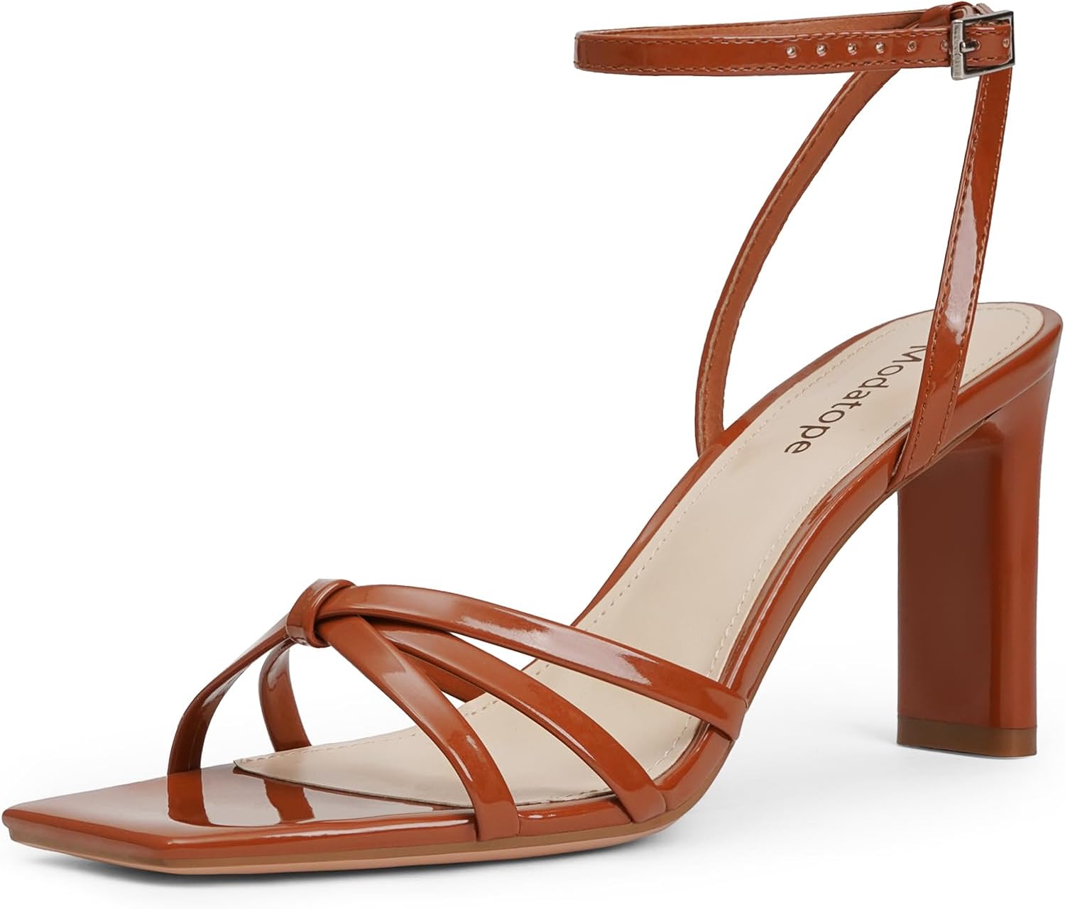 Modatope Womens Sandals Square Open Toe Chunky High Heels Strappy Ankle Strap Sandals Comfort Dress Party Shoes