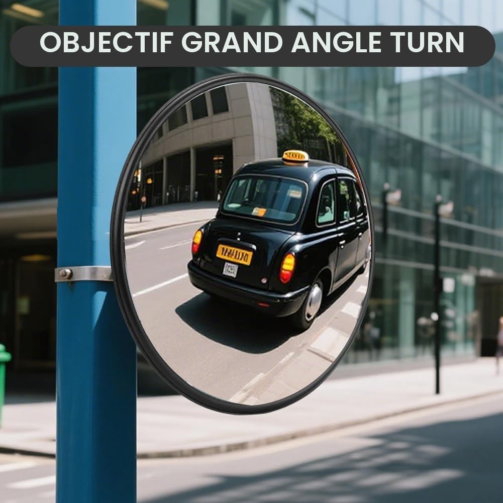 Miroir convexe grand angle de 45 cm, miroir de circulation, de sécurité, miroir convexe, rond, panoramique, parabole, d'observation, pour garage, trafic, bureau, cour, entrepôt