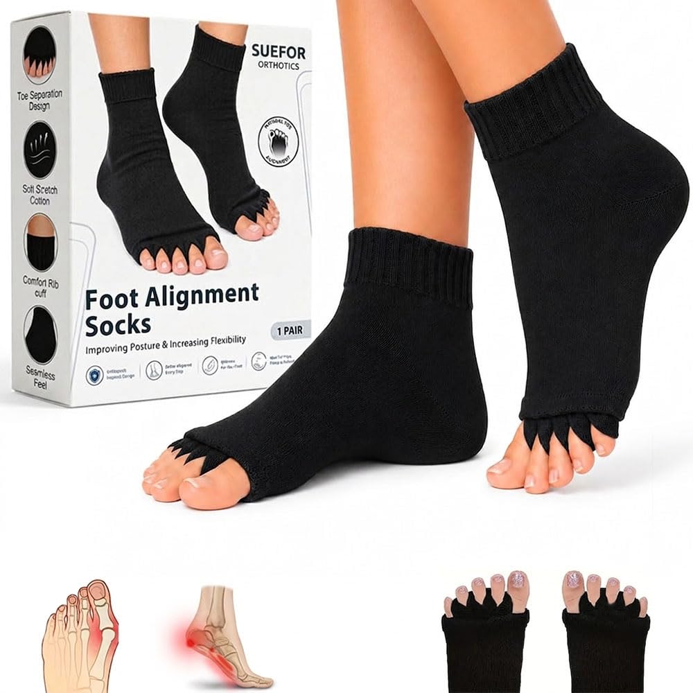 Foot Alignment Socks women 5 Finger Toe Separator for Men & Women (Free Size) Plantar Fasciitis Leg Foot Pain Relief Bunion Corrector Hallux Valgus, Orthopaedic socks for Office, Yoga, Gym( 2026 UPDATE) | Plantar Fasciitis Relief, Bunion Corrector, Office, Yoga, Gym-picture-19