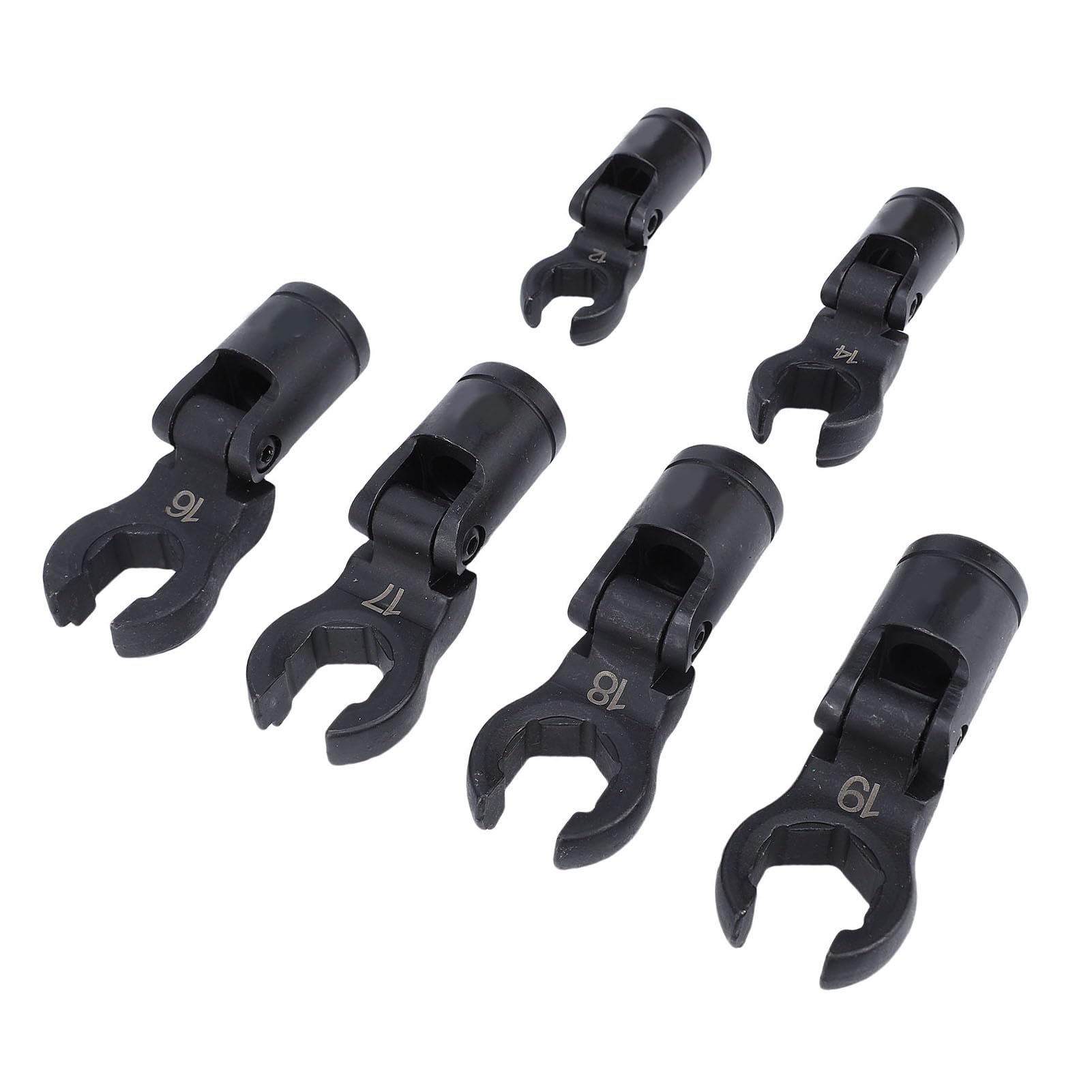 FILFEEL Juego de 6 Llaves de Pie de Cuervos – Llaves de Tubo de Línea de con Cabeza Flexible de 180° con Apertura de 6 Puntos para Accionamiento de /2” y 3/8” – Inyector de Tubo de Freno Automotriz