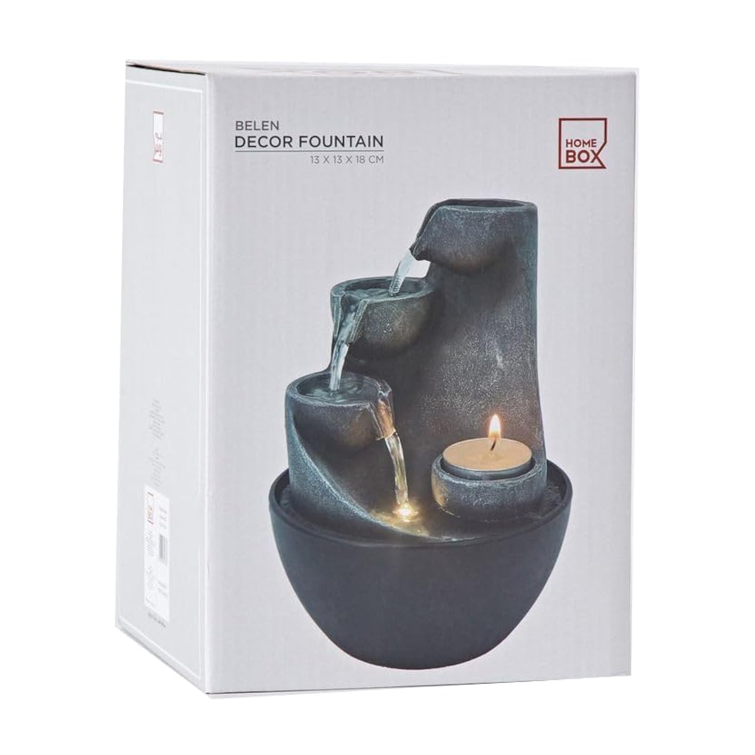 Homebox Belen Mini Modern Fountain with LED Light - 13x13x18 cm