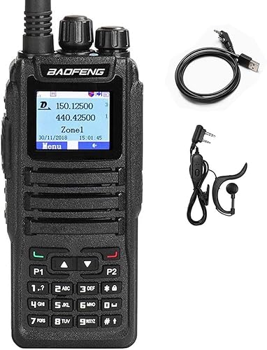 Baofeng DM-1701 Dual Band Dual Time Slot DMR/Radio bidireccional analógica, radio aficionado de 3.000 canales/cable de programación libre, cargador